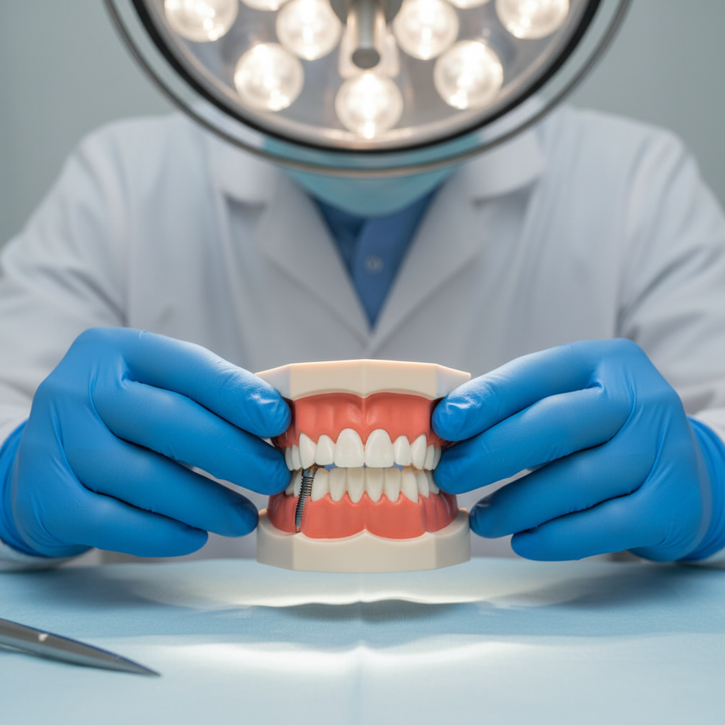 Zahnimplantat-Einsetzung: Chirurgischer Eingriff durch Zahnarzt Zahnimplantat Behandlung Deutschland Chirurgischer Eingriff zur präzisen Einsetzung des Implantats in den Kieferknochen.