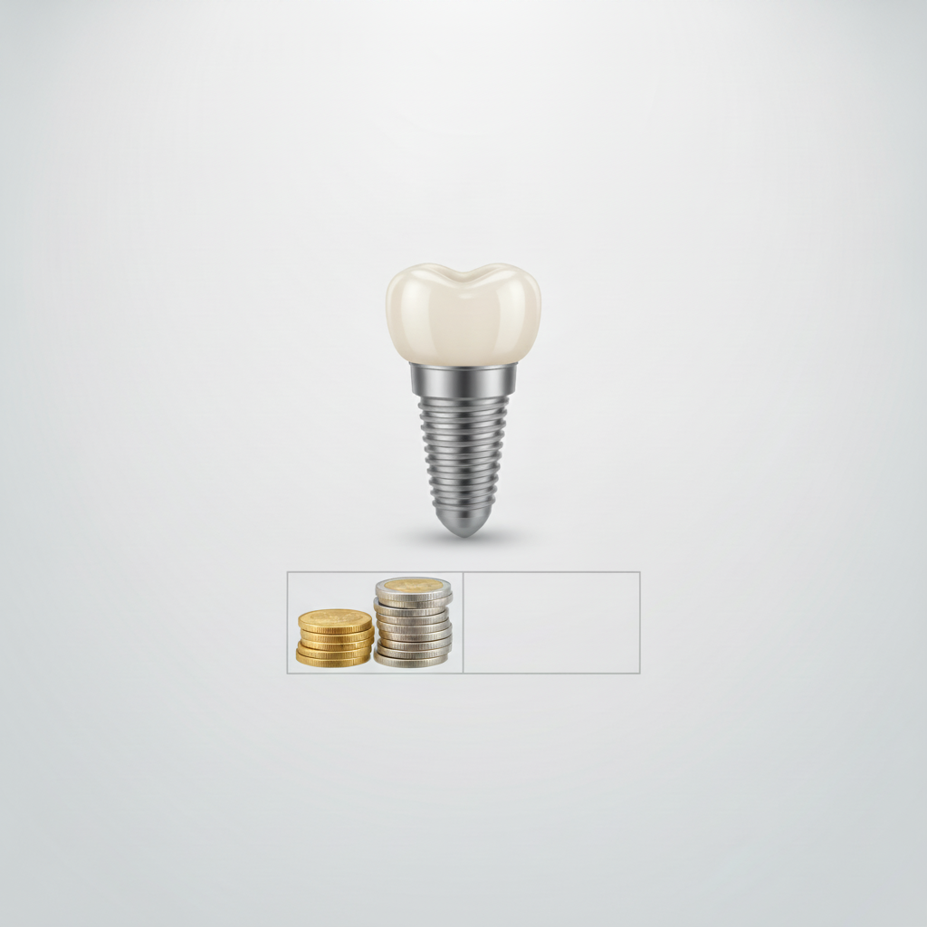 Kostenlücke bei Zahnimplantaten visualisiert Implantate nicht vollständig bezahlt: Die Kostenlücke zwischen tatsächlichen Ausgaben und Krankenkassenleistungen wird deutlich.